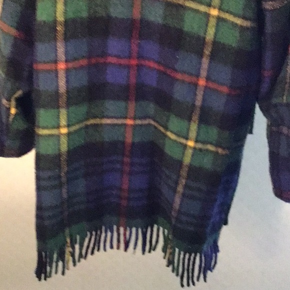 Plaid Fringe Wool Crop Coat